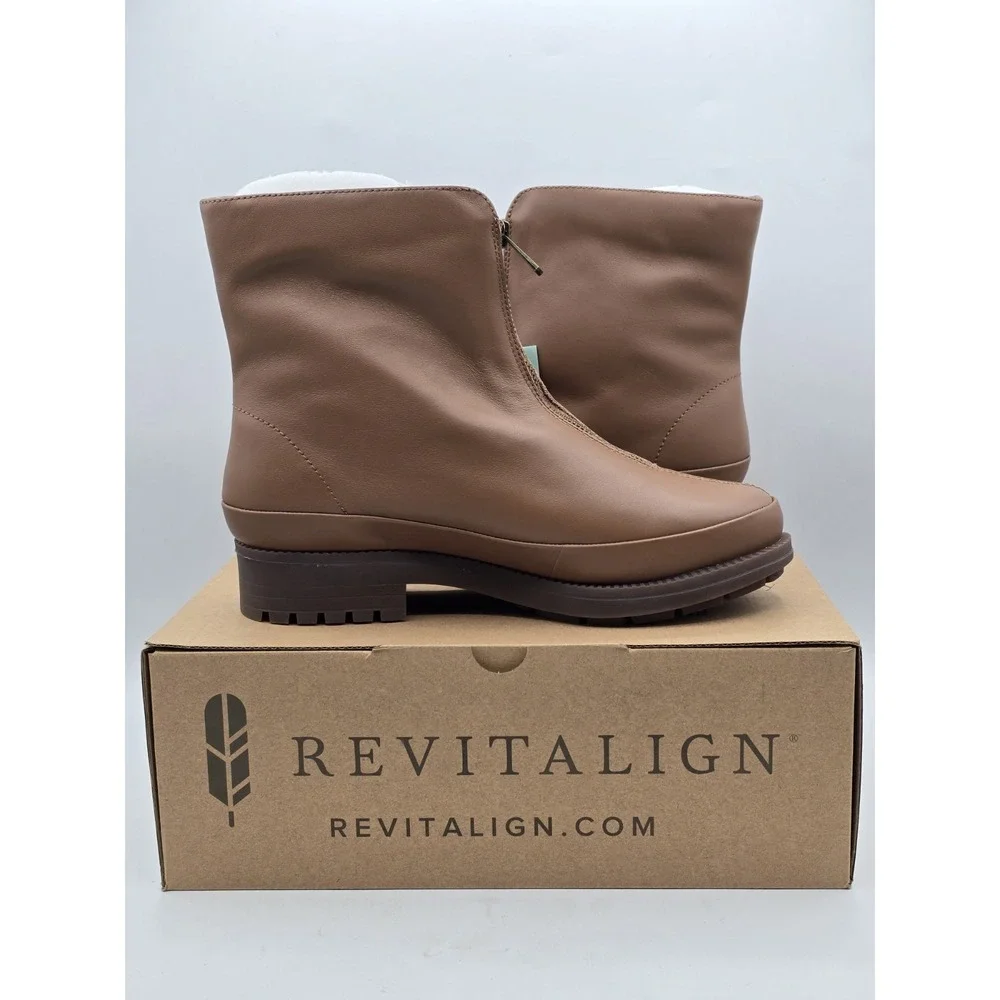 Womens‎ Size 9 D Leather Boots, Side Zip, Mercer, by Revitalign Orthotic - Tan